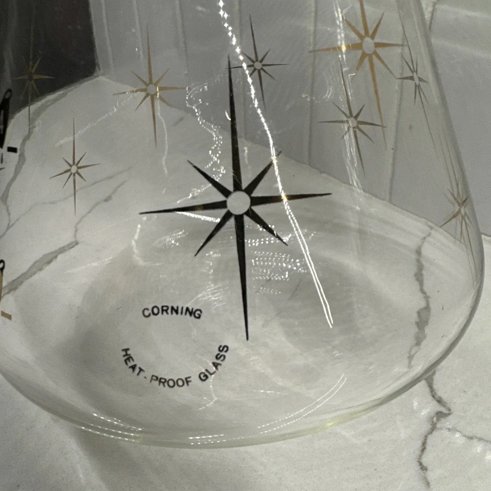 Corning Ware Atomic Starburst Glass Coffee Carafe Pot Retro MCM. No Lid